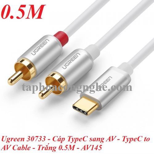 Ugreen 30733 0.5M màu trắng Dây chuyển đổi USB-C sang 2RCA có chipset AV145 30030733
